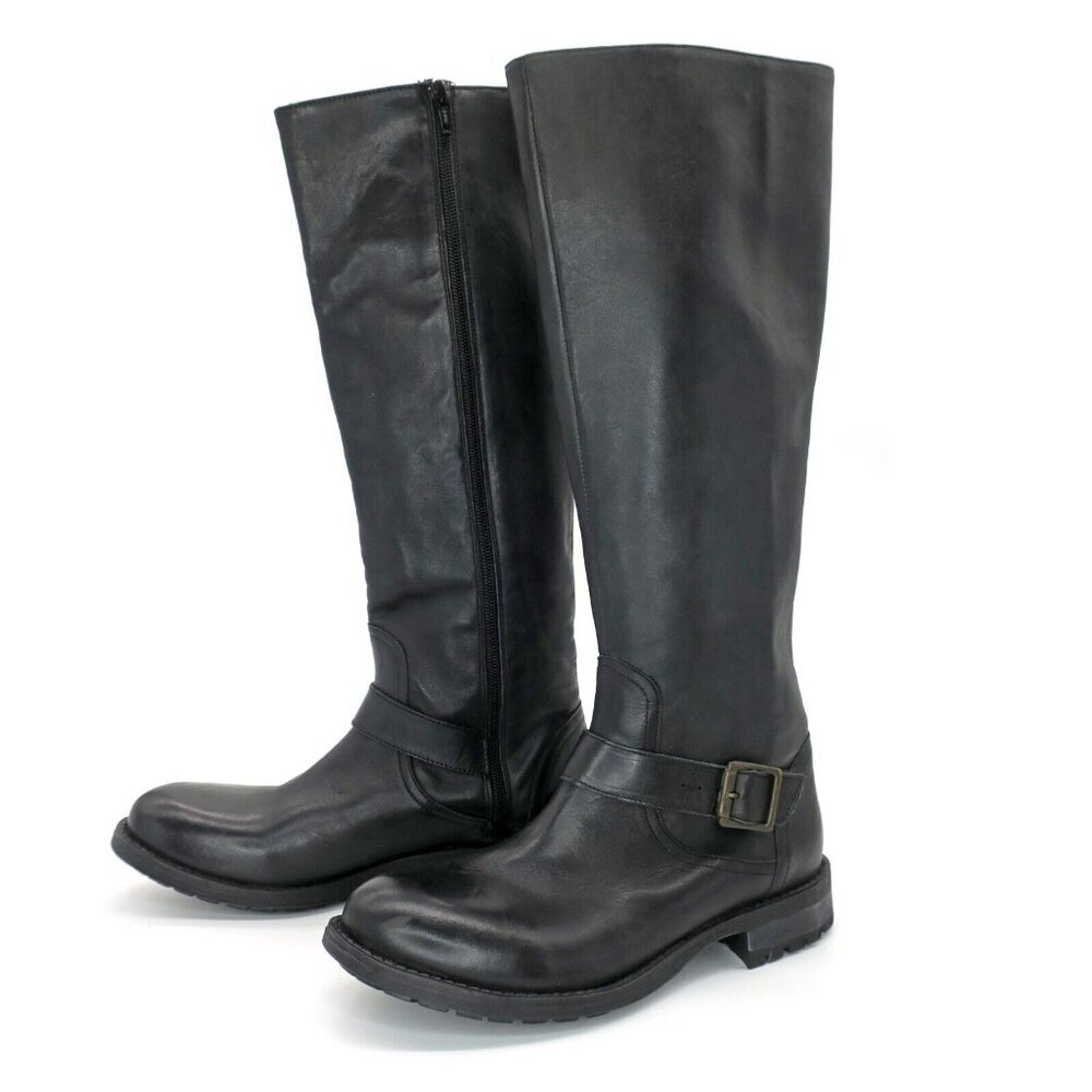 Elegant Black Leather Moto Boots